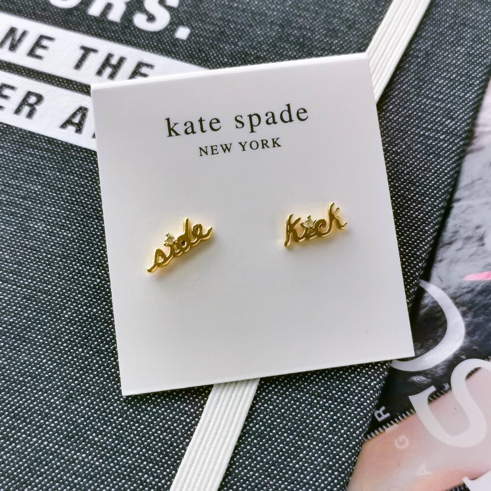 New Kate Spade Say Yes Sidekick Stud Earrings Gold